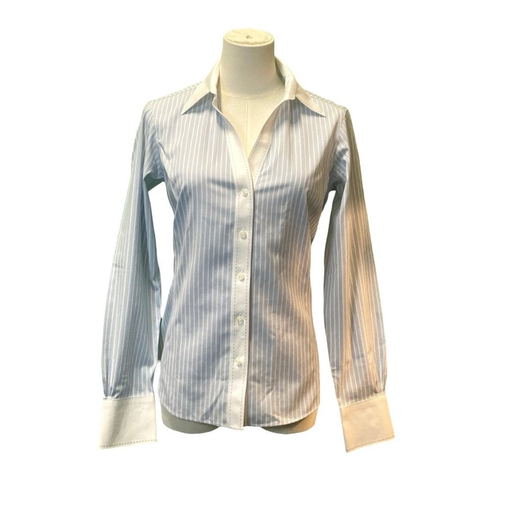Brooks Brothers Light Blue and White Pinstripe Button-Down Shirt